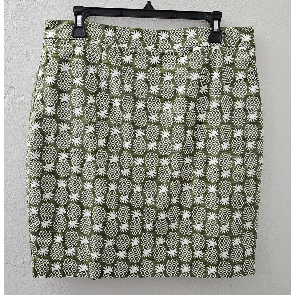 Boden Women's Size 12P Gabriella Pencil Skirt Pineapple Green Geometric